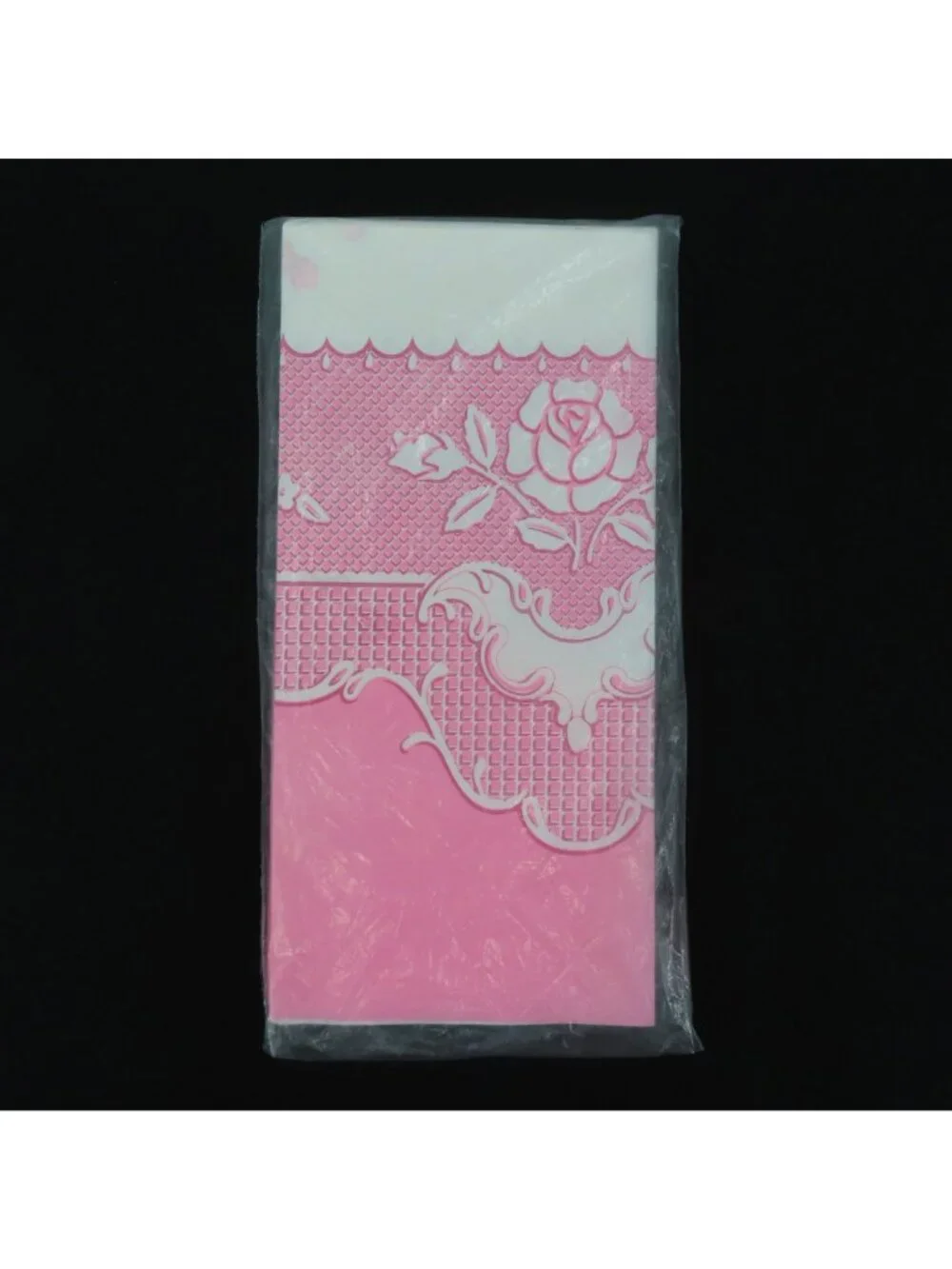 Hallmark Party Pink White Rose Scroll Rectangle Table Cover 54in x 102in NEW